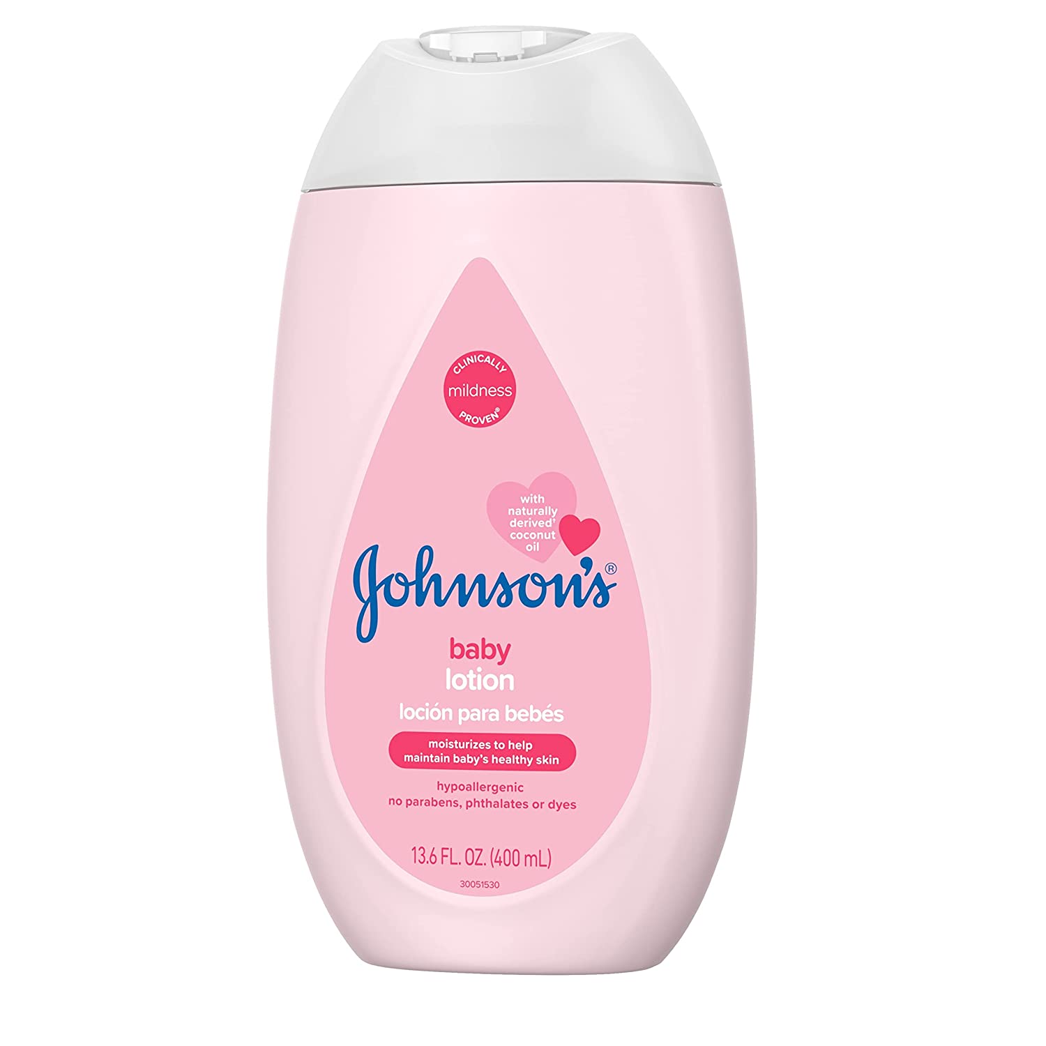 Johnson's Moisturizing Mild Pink Baby Lotion with Coconut Oil for Delicate Baby Skin, Paraben-, Phthalate- & Dye-Free, Hypoallergenic & Dermatologist-Tested, Baby Skin Care, 27.1 Fl. Oz - Image 6